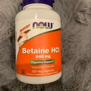 NOW Betaine HCL 648mg 120 veggie caps NEW